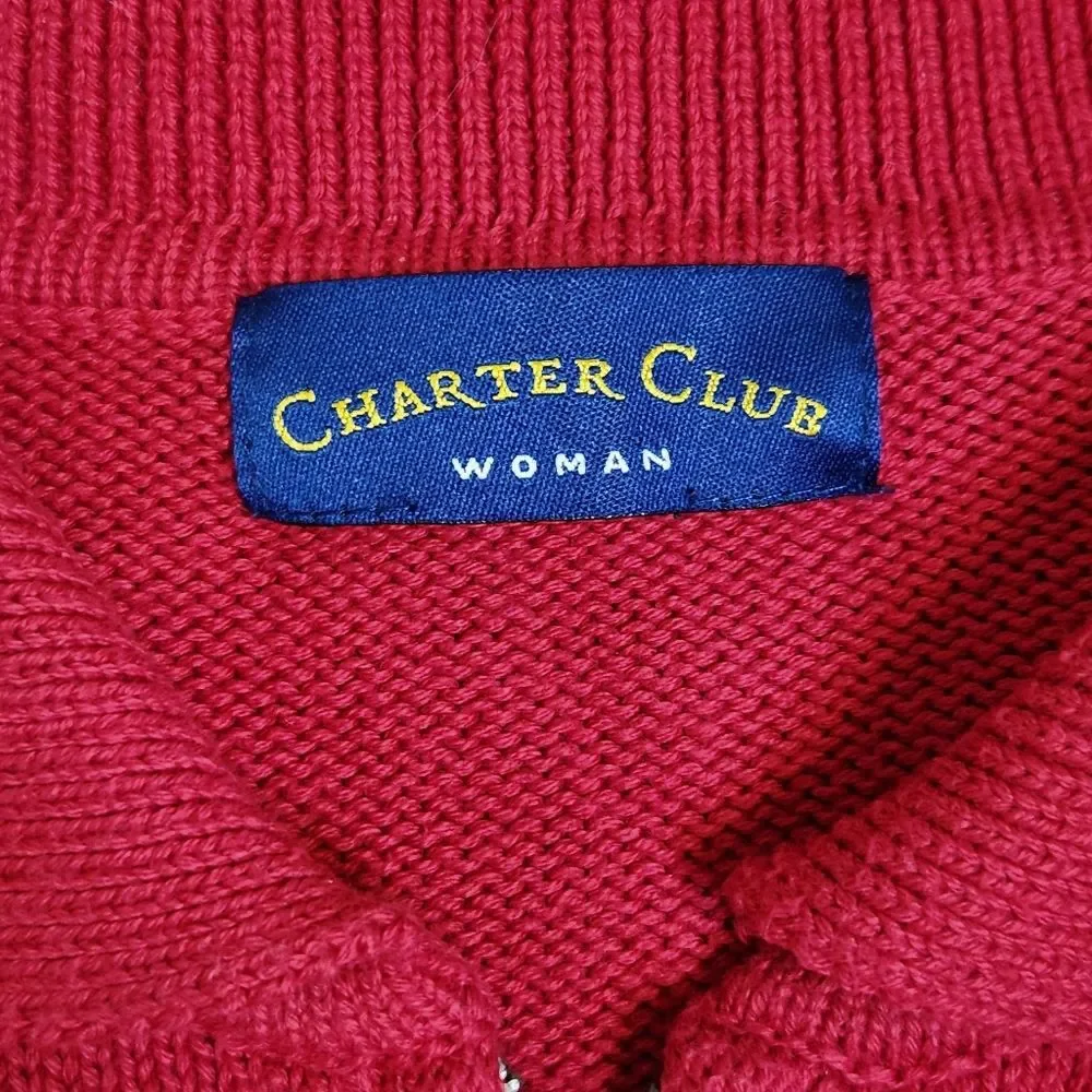 Vintage Charter Club Holiday Ice Skater Full Zip Novelty Cardigan Sweater 2X